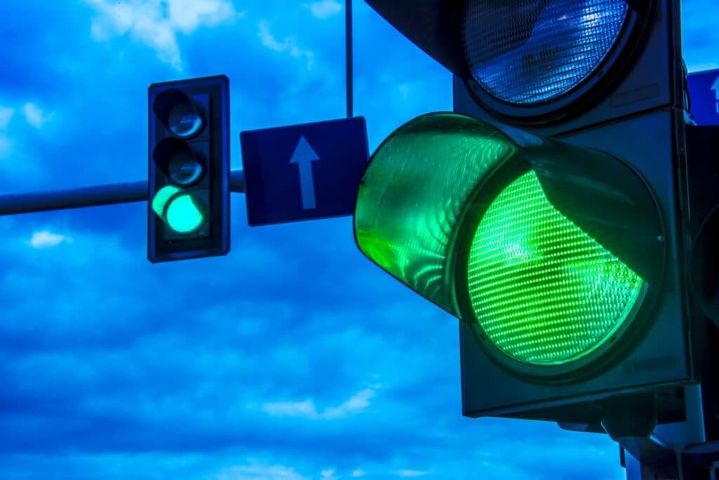 Blogs - Traffic light with a green circular light illuminated